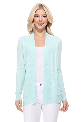 Image of YEMAK Women's Long Sleeve Open Front Knit Sweater Cardigan Shrug with Pocket (S-XL)