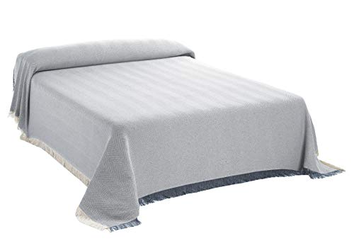 Martina Home Spiga vielseitiger Schal, 80% Baumwolle, 20% Polyester, roh/grau 260 Length x 300 Width cm