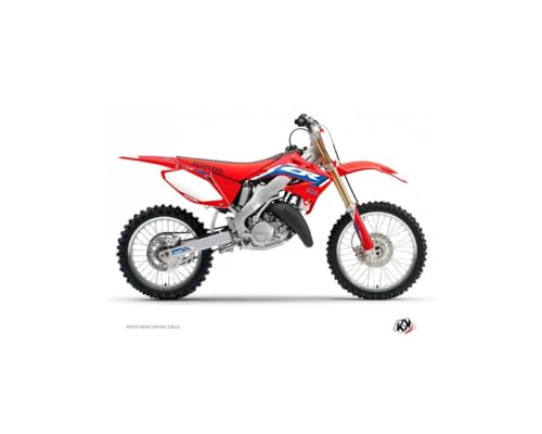 Kit déco moto cross Honda 250 CR bleu Kutvek Works stickers anti bulles haute adhérence boue