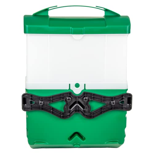 horizont Futterautomat für Hühner, 10 kg: Automatischer Futterspender für den Hühnerstall, zur Befestigung an der Wand, Futtertrog auf 20 kg erweiterbar, inkl. Regenschutz