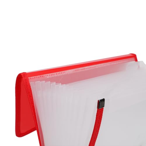 Image of 13-Pocket Expanding File Organizer | Durable Accordion Folder for Documents, Certificates, and Office Use | Red