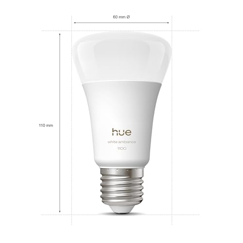Philips Hue Ampoule LED connectée A60, White Ambiance, Culot E27, 8,1 W, Spectre complet 1000-2000 K, 1100 lumens, Intensité variable, Compatible avec Alexa, Google Assistant et Apple Home, pack de 2