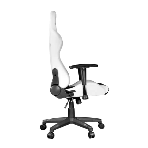 Image of Galax GC-04W White Ergonomic Gaming Chair with Premium Fabric & PVC Leather with Adjustable Back Angle & Lumbar Pillow, 2D Adjustable Armrest & Strong Nylon Base