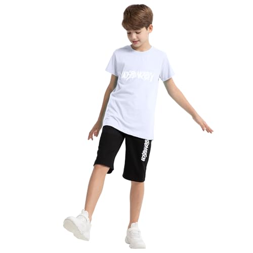 Image of amropi Boys Shorts Set Cotton T-Shirt and Short Pants 2 Pieces Summer Tracksuit for Age 2-12 Years