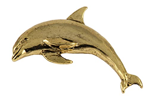 Dolphin Pin, Gold Plated, MG062, 1.5 Inches, Handmade in the USA, Bottlenose, Porpoises, Realistic, Ocean, Metal, Hat Pin, Lapel Pins, Brooch, Gift, Over 3100 Wildlife Designs.
