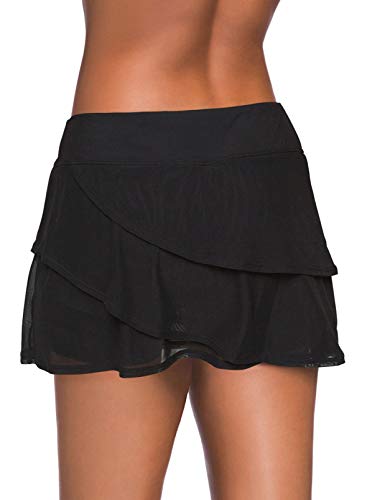 Aleumdr Women's Waistband Layered Swimdress Ruffle Swim Skirt Swimsuit Bottom(Available in Plus) - Image 3