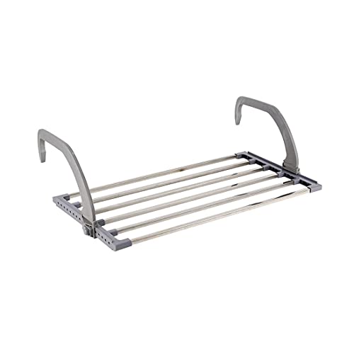 Séchoir Linge Rétractable Pour Balcon Et Fenêtre,Ménage Vêtements Pliant Etendoir Chaussures for Hanger Intérieur Extérieur Balcon,Gray-S Cover