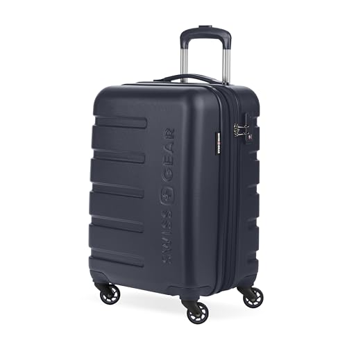 Image of SWISSGEAR Signature Hardside Expandable Carry-On Spinner Luggage, ABS Construction, TSA-Friendly Lock, and Built-In Cupholder, Navy, 19-Inch