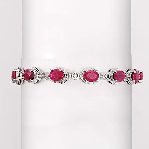 Ross-Simons 9.10 ct. t.w. Ruby Bracelet With Diamonds in Sterling Silver3