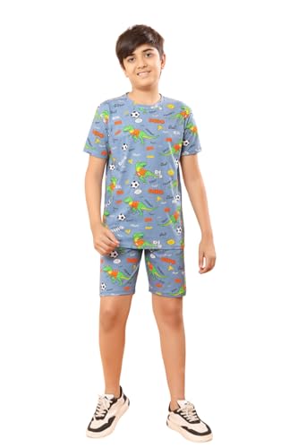 Image of Boys Halfsleeves Cotton Solid /Printed T-Shirt & Shorts Summer Co-ord Set /Clothing Set /Casual wear