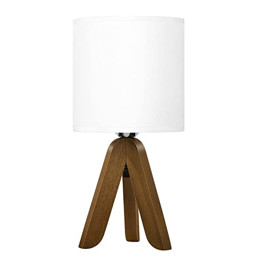 Small Table Lamp Nightstand Desk Lamp Cute Kids Table Lamp With Tripod Base For Bedroom, Living Room, Children Room, Nursery, Study Room, Brown Base (White Shade) #TOP7
