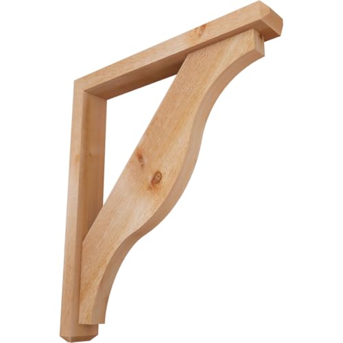 4"W x 28"D x 32"H Funston Craftsman Rough Sawn Bracket w/Offset Brace, Western Red Cedar