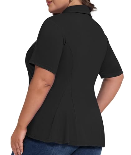 Casei Women's Plus Size Golf Polo Shirt with Sunglasses Holder UPF 50+ Tunic Tops Casual Workout Work Shirts2