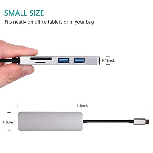 Mini USB Tipo C De Alumínio 5 Em 1 Adaptador De Hub 2 Leitor De Cartão USB 3.0 Para Macbook