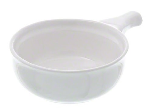 Set Of 2 - 10 Oz. (Ounce) White Ceramic French Onion Soup Bowls Crocks W/Handle, Individual Serving Size #TOP1