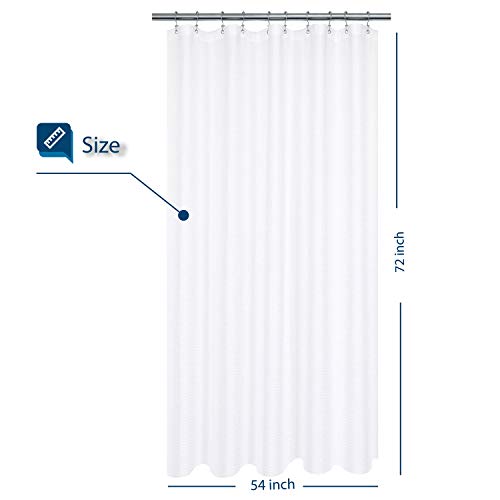 Image of Barossa Design Stall Shower Curtain 54 x 72 inch, Fabric, Waffle Weave, Hotel Luxury Spa, 230 GSM Heavyweight, Water Repellent, Machine Washable, White Pique Pattern Decorative Bathroom Curtain