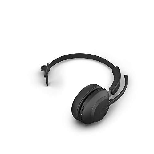 Jabra Evolve2 65 Casque PC sans Fil avec Station de Charge - Casque Mono Écouteur Certifié Microsoft Teams avec Batterie Longue Durée - Adaptateur Bluetooth USB-A - Noir