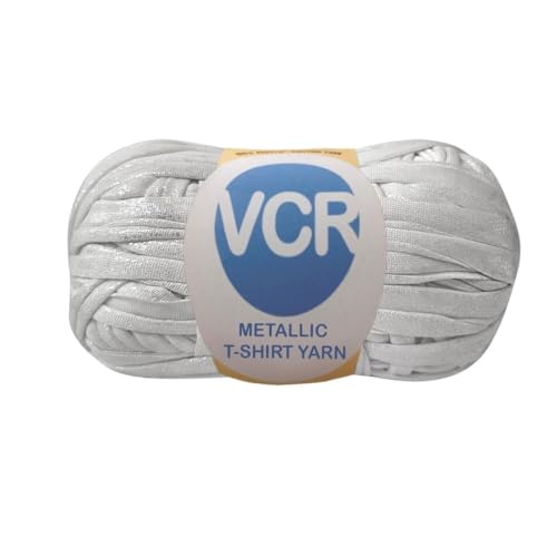Image of VCR Shine Misty Grey Metallic T-Shirt Yarn, 100 Grams, 100% Metallized Craft Yarn, Pack of 1 Yarn, Suitable for Handbags, Tote Bags and Sling Bags