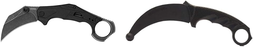 Kershaw Outlier, Tactical Karambit Style Folding Pocket Knife with Assisted Opening & Cold Steel Karambit Trainer Black, 4.0"