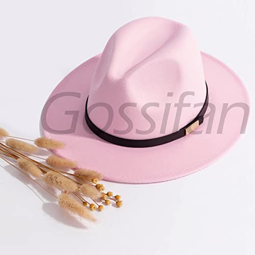 Image of Fedora Hats for Men Wide Brim Panama Hat with Classic Belt