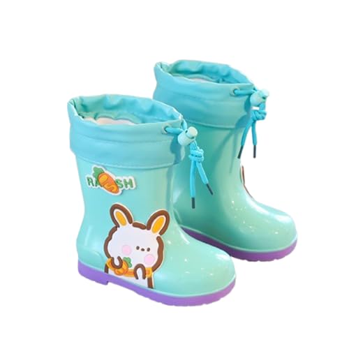Kids' Waterproof Rain Boots-Cartoon PVC Rubber Shoes for Toddlers, Unisex, Anti-Slip, Low Heel (1-3cm)(6-6.5Toddler(150mm), Green2)