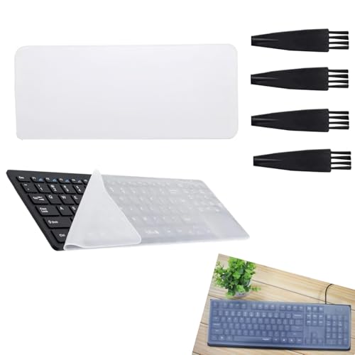 Tastaturschutz,2 Stück Tastaturfolie,4 Stück Reinigungsbürste, Tastatur Abdeckung,Wasserdicht und Staubdicht Tastaturschutzfolie,Tastaturfolie,Tastaturabdeckung,für Desktop Computer