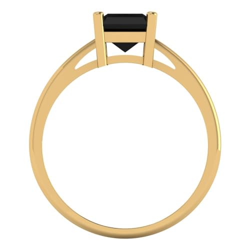 2 tcw Emerald Cut Engagement Ring for Women, 14K Solid Gold, Yellow Gold, Solitaire Natural Onyx Bridal Anniversary Promise Ring4