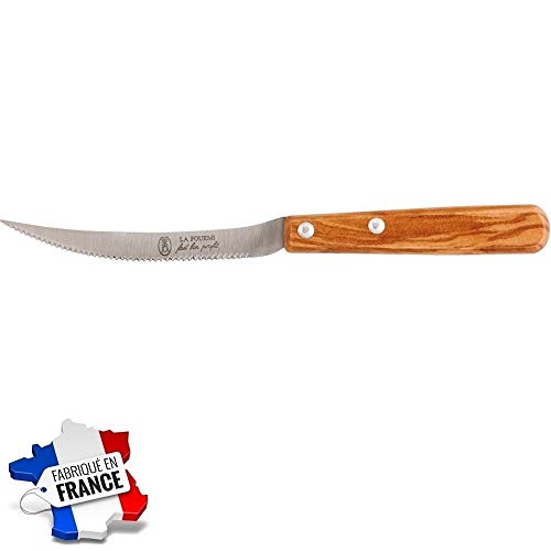 Les Colis Noirs LCN - Couteau a Tomate INOX Manche Bois d'Olivier La Fourmi - Ustensile Cuisine Légume - 033