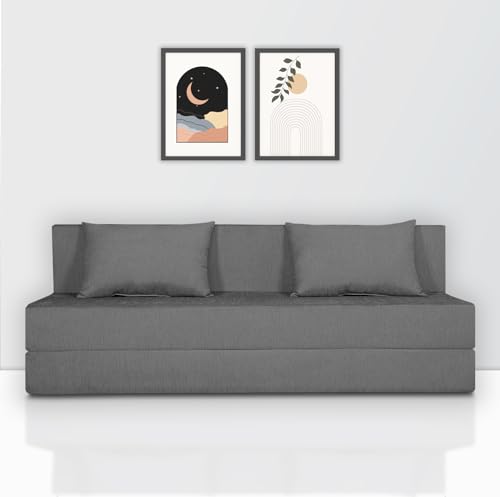 Image of Adorn India Easy 4 Seater Sofa Cum Bed (Alyn Pattern) Size 6' X 6' Ft (Grey Color) (1 Year Warranty)