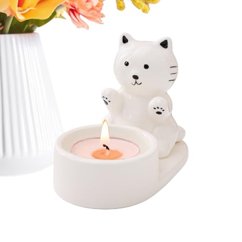 Eoixuqba - Portavelas, diseño de cerámica antigoteo para velas con calefacción de patas para baño, cocina, dormitorio, mesa, apartamento, fiestas, etc