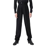 DASJKDI Latin Dance Hosen Männer Design Hohe Taille Lose Balck Erwachsene Cha Ballroom Wettbewerb Kleidung für Praxis Performance Wettkampf(XL)