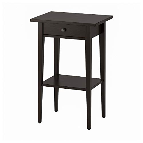 Ambar HEMNES - Mesita de noche para dormitorio (2 cajones, madera maciza, 46 x 35 cm) negro/marrón