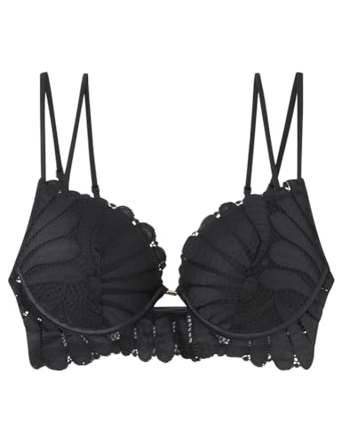 Women'secret Gorgeous Sujetador Push up Encaje Negro Doble Tirante, 85B para Mujer