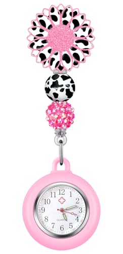 Image of Plifal Nurse Watch Nursing Pocket Badge Fob with Second Hand - Retractable Clip On Clock with Secondhand for Medical Staff Women Men