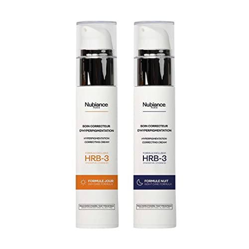 NUBIANCE - Crème visage anti-taches, correcteur d'hyperpigmentation HRB-3 - Crème de jour et crème de nuit. Crème éclaircissante puissante pour les peaux noires ou mixtes, pour les taches pigmentaires Cover