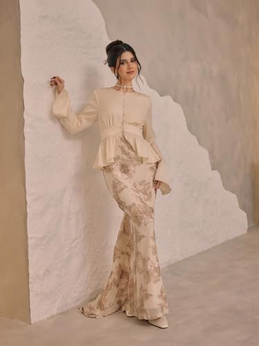 CIDER Maxi Dress Floral Mermaid Bandeau Middle Waist Jacquard Wedding Guest Formal Dress Evening Party2