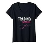 Mujer Trading Goddess - Mercado de valores divertido Comercio Mujeres Inversor Camiseta Cuello V