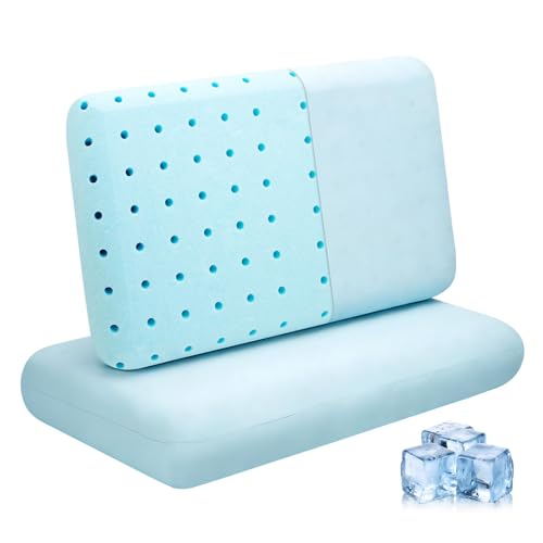 Image of HIMOON Cooling Memory Foam Pillow, Bed Pillow for Sleeping, Queen Size, Breathable Memory Foam, Premium Support with Washable Cover for Back, Side and Stomach Sleepers (2 Packs)