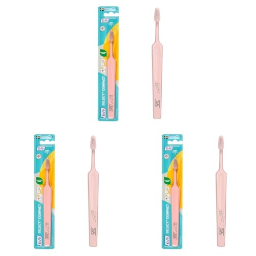 TePe Select - Compact Cepillo de dientes suave, manual para adultos, disponible en distintas texturas, colores surtidos (Paquete de 3)