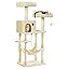 FEANDREA Árbol para Gatos, Torre de 143 cm, 2 Plataformas, Gris Claro