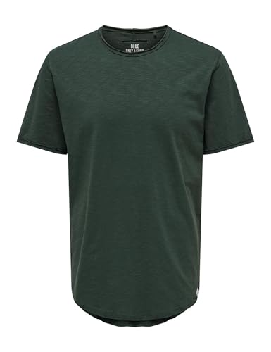 Camiseta de Cuello Redondo O&S para Hombre, Lisa y de Manga Corta, básica y de algodón, ONSBE., Color:Verde-4, Size:M