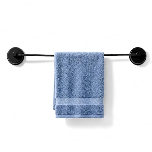 Flexible Corner Towel Bar for Bathroom - 18 Inch Self-Adhesive Towel Rack Drill-Free, Minimalist Rope Towel Holder with Waterproof Inner Core & Stainless Steel Base, Reusable Hanging Rod, Black & Grey by ROPECUBE - Used condition - US$7.32