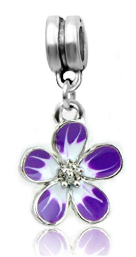 Dangle Purple Flower Charm