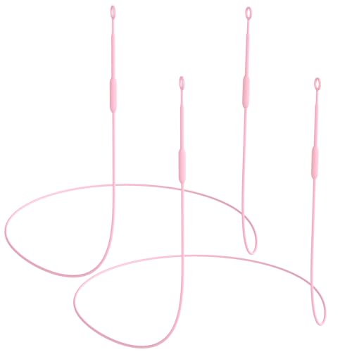 Earplug Lanyard [2 pcs] with Magnetic Tug-Resistant Safety Cord, Flexible Silicone Lanyard with Most Earplugs with Removable Tips Compatible(Pink)