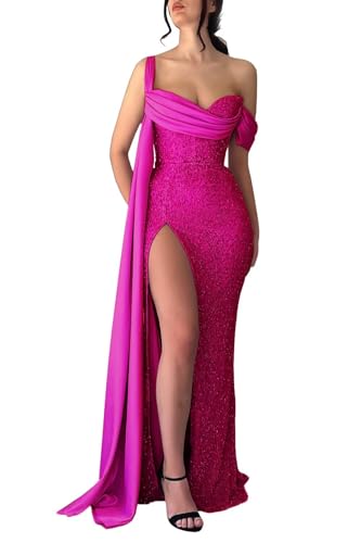 Sequin Mermaid Prom Dresses 2025 Off Shoulder Bridesmaid Dresses for Wedding Sweetheart Formal Evening Party Gowns