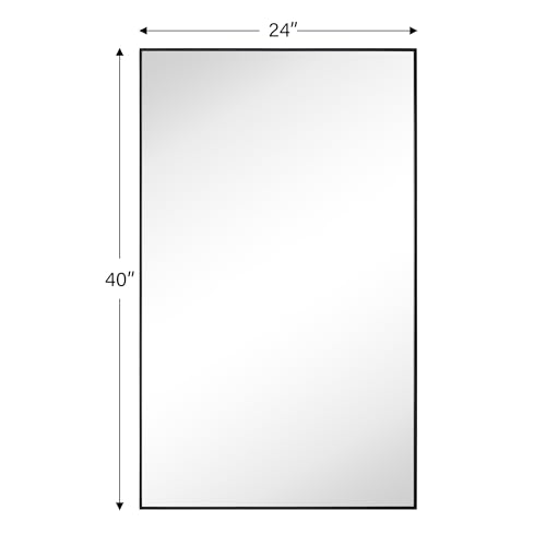 Image of TEHOME Black Bathroom Vanity Mirror with Squared Corners, 24x40'' Matt Black Rectangle Stainless Steel Metal Framed Mirror for Bathroom
