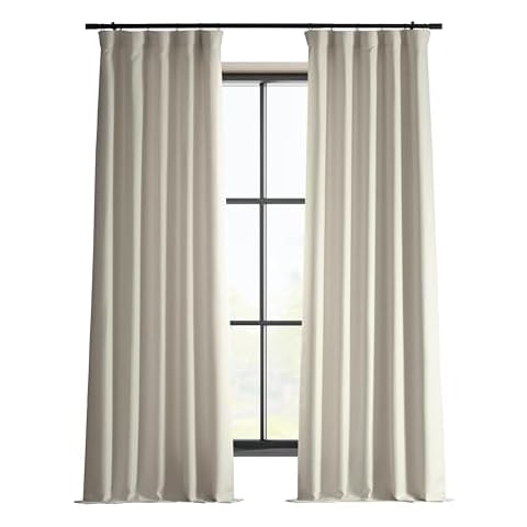 HPD Half Price Drapes Italian Faux Linen Curtains 108 Inches Long Room Darkening Curtains for Bedroom and Living Room 50 X 108, (1 Panel), Parchment Cream Cover