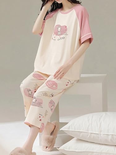 Image of Lymio Womens Korean Night Dress | Full Pyjama Set | Korean Nightsuit | Women Nightwear |Round Neck Full Sleeve Nightsuit | Loungewear | Everyday Nightdress (W-ND-2)