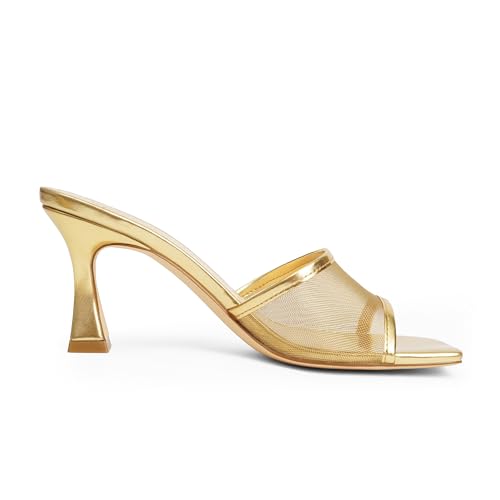 Image of Modatope Womens Heeled Sandals Open Square Toe Heels Chunky Block Heel Slip On Sandals for Women