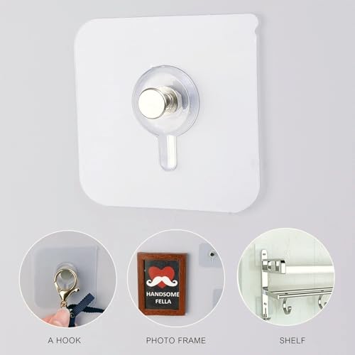 Image of 20 PCS Adhesive Hooks Heavy Duty, Wall Hooks for Hanging, Seamless Screws for Wall Mount, No-Trace Sticker Frame Hangers Without Nails for Mount Wall Shelf，for Kitchen，Home，Office Self Adhesive Hooks